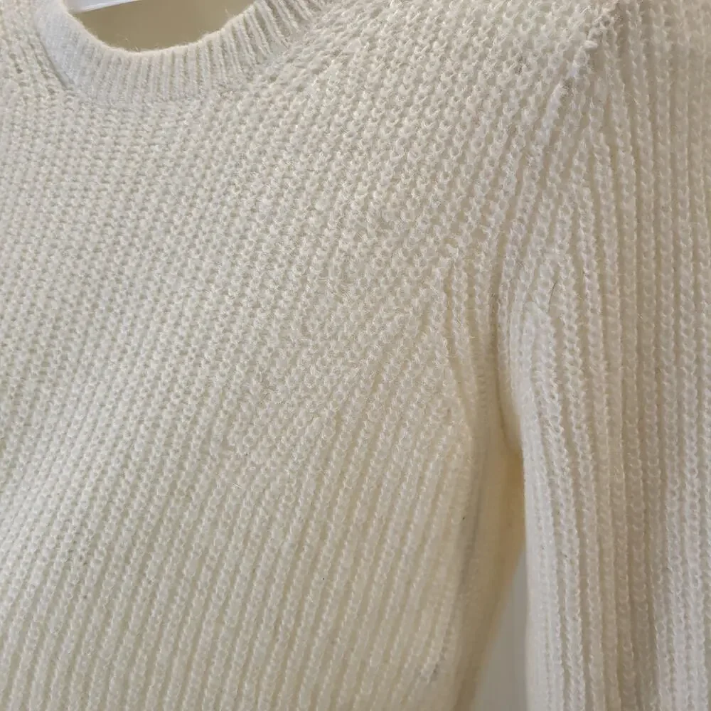 LOFT Cream Crewneck Pullover Sweater, S